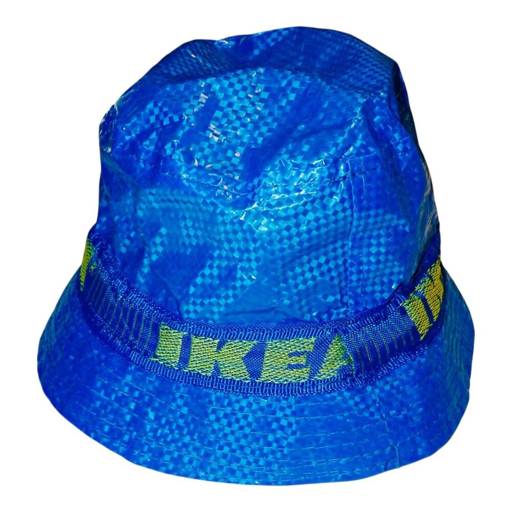 NWT IKEA Bucket Hat Unisex One Size Blue Yellow KNORVA 504.473.38 Sun Brim Woven